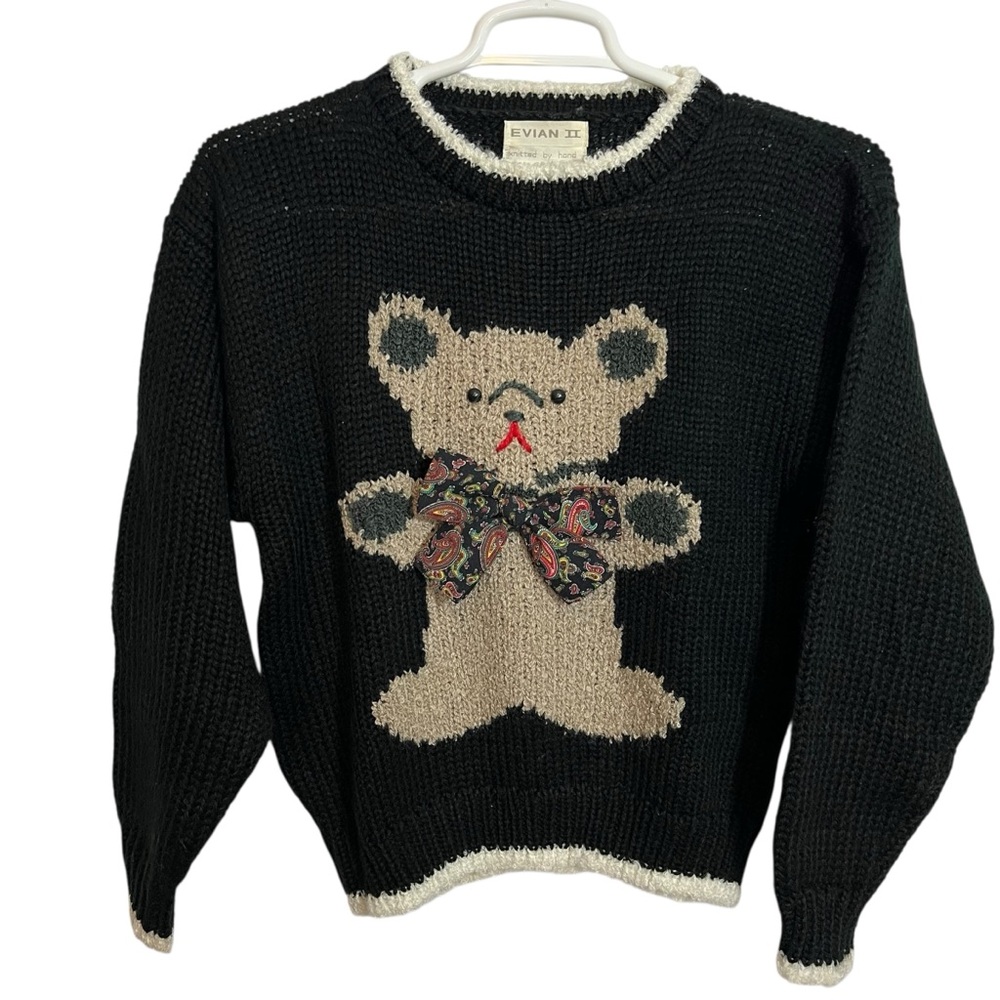 Evian II Hand Knit Teddy Bear Sweater Womens Size Medium